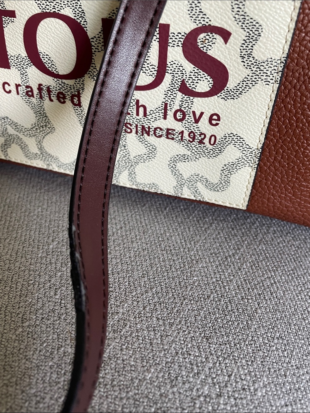 TOUS Brown and Cream Logo Leather Tote Bag - Picture 6 of 11